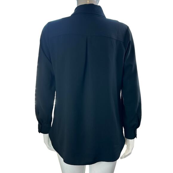 Soft Surroundings Keyhole Neck Collared Tunic Black Size Large - Picture 6 of 9